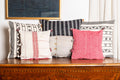 Set di 2 copricuscini federe in cotone colore rosso e bianco 30x30CM