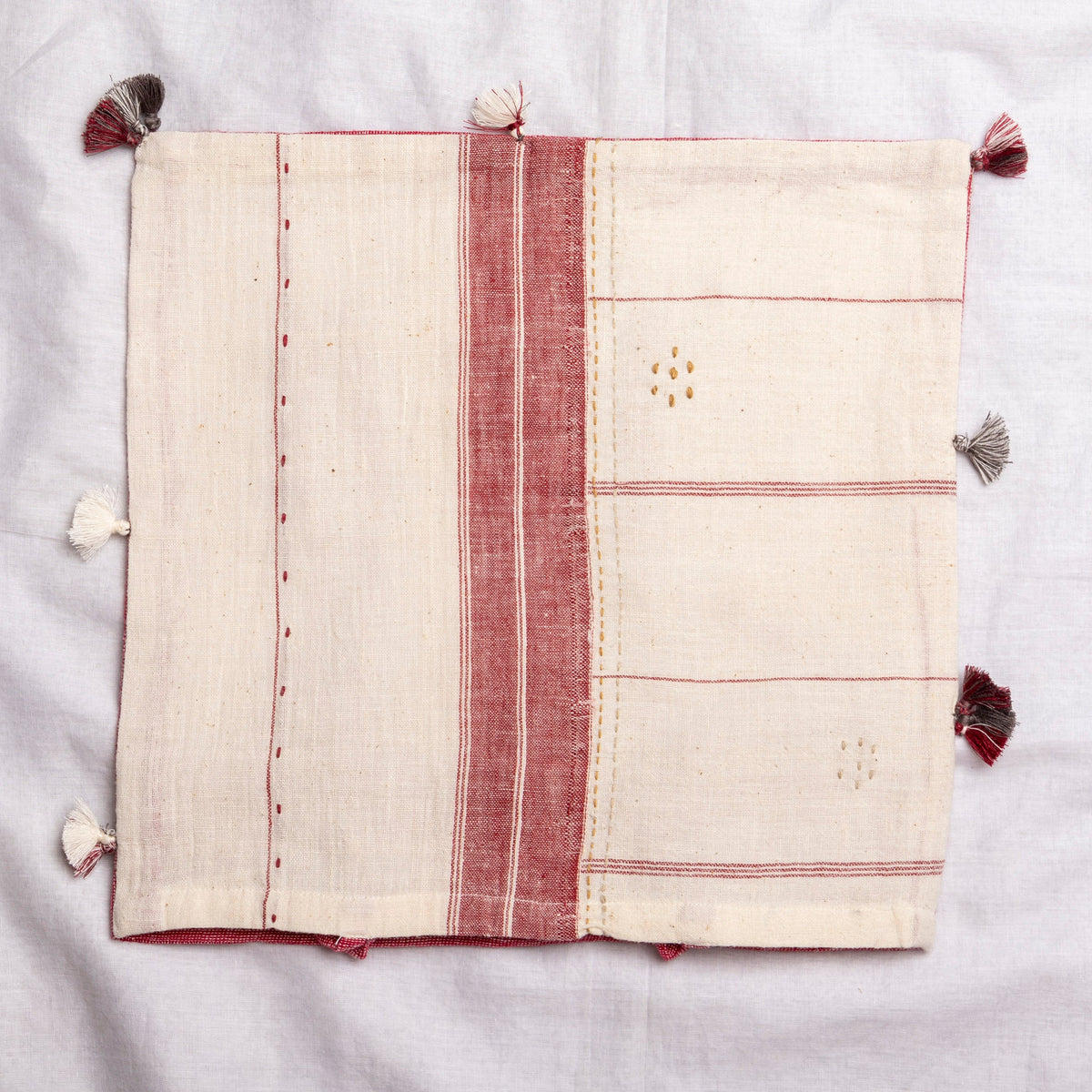 Set di 2 copricuscini federe in cotone colore rosso e bianco 30x30CM
