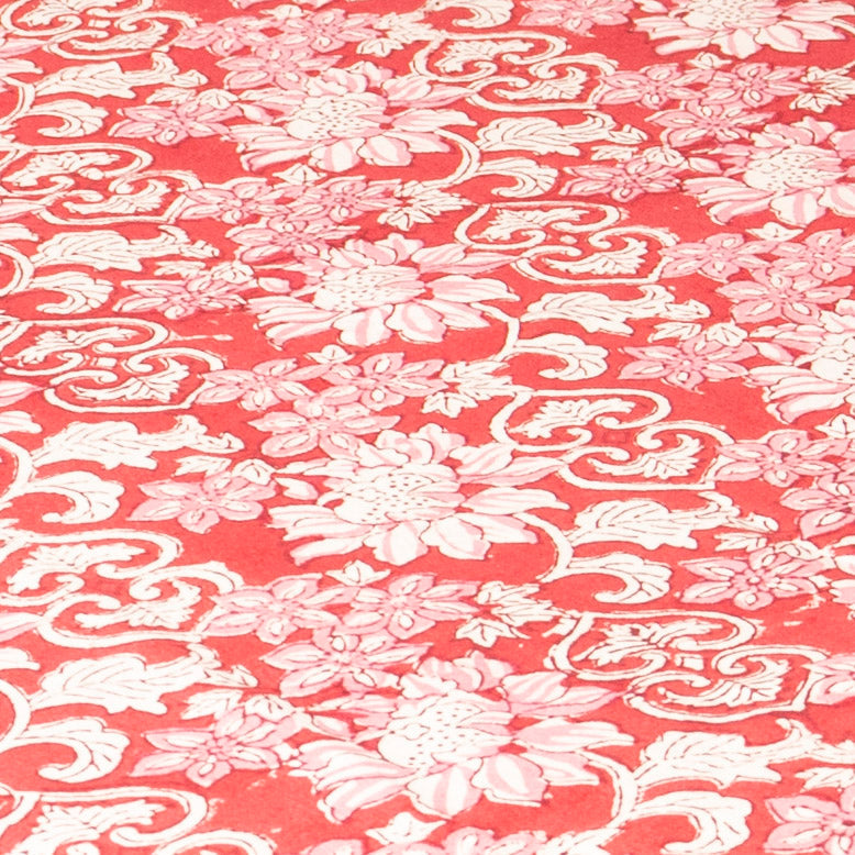 Tovaglia di cotone con stampa block print disegno floreale 175X175 cm